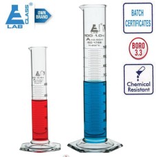 Measuring Cylinders Hexa. Glass Class-A 100ml Borosilicate Glass Chemical Resistant CH0345K LABGLASS USA
